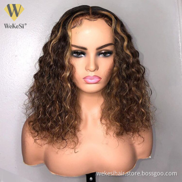 13x4 Honey Blonde Ombre Mixed Color Highlight 150% T Lace Front Human Hair BOB Wigs Remy Brazilian Virgin Human Hair Wigs T4/27